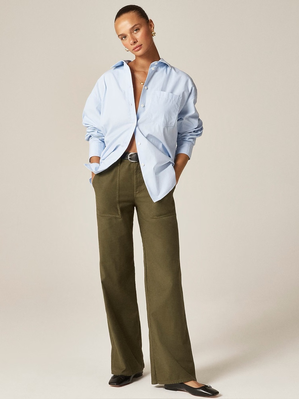 J.Crew *NAVY* Camp-pocket wide-leg pant